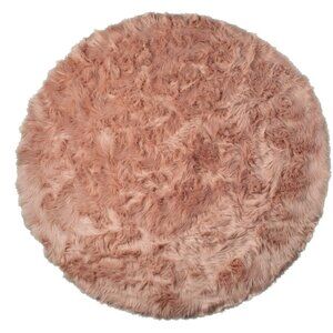 Luxe Home Decor Arlington Faux Sheepskin Circular Rug | 1-Piece | Dusty rose | 6